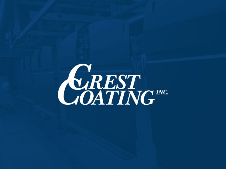 Crest Coating logo over branded background