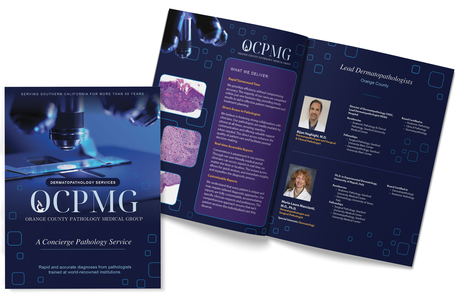 Orange County Pathology Dermatopathology brochure mockup