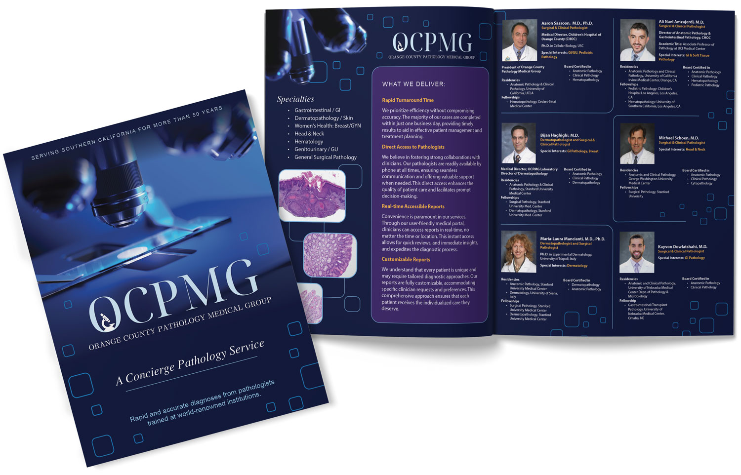 Orange County Pathology brochure mockup