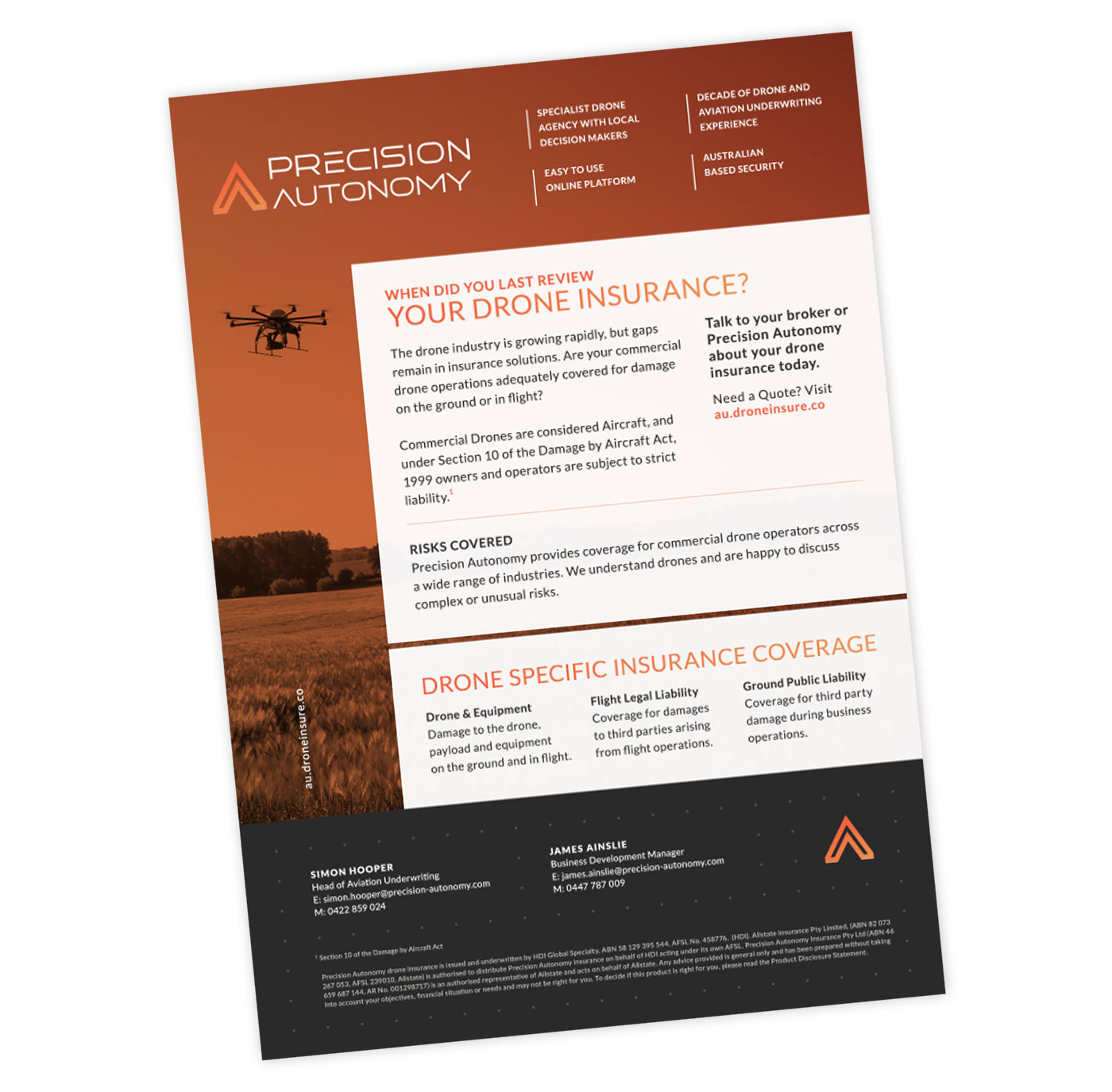 Precision Autonomy broker flyer design mockup
