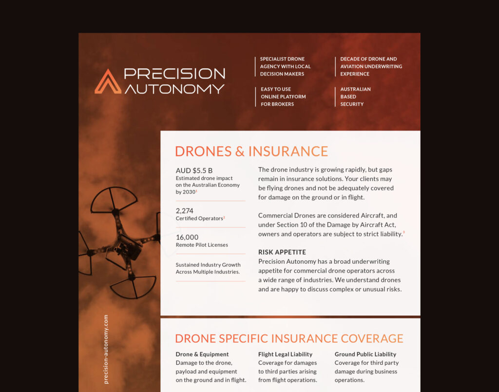 Precision Autonomy Drone and Insurance design mockup