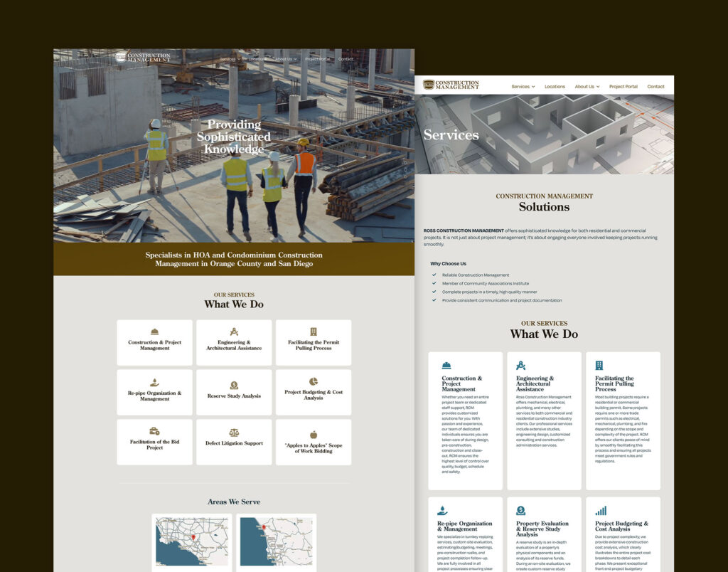 Ross Construction website mockup