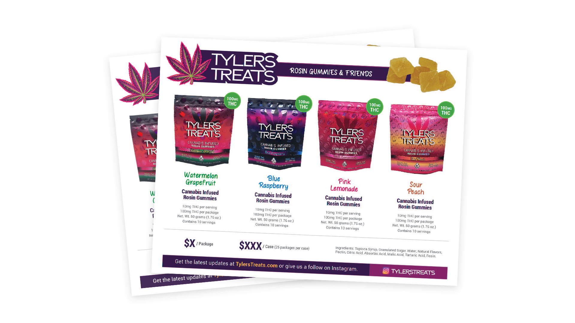 Tyler's Treats 4 different flavors flyer