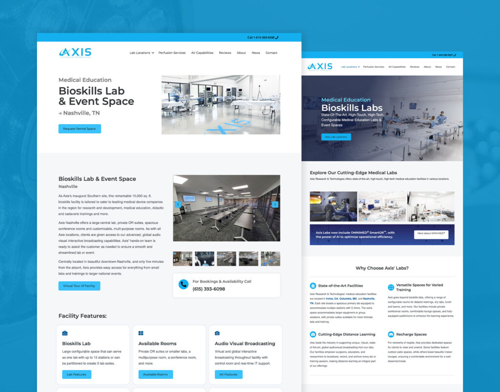 Axis Research and Technologies website mockup